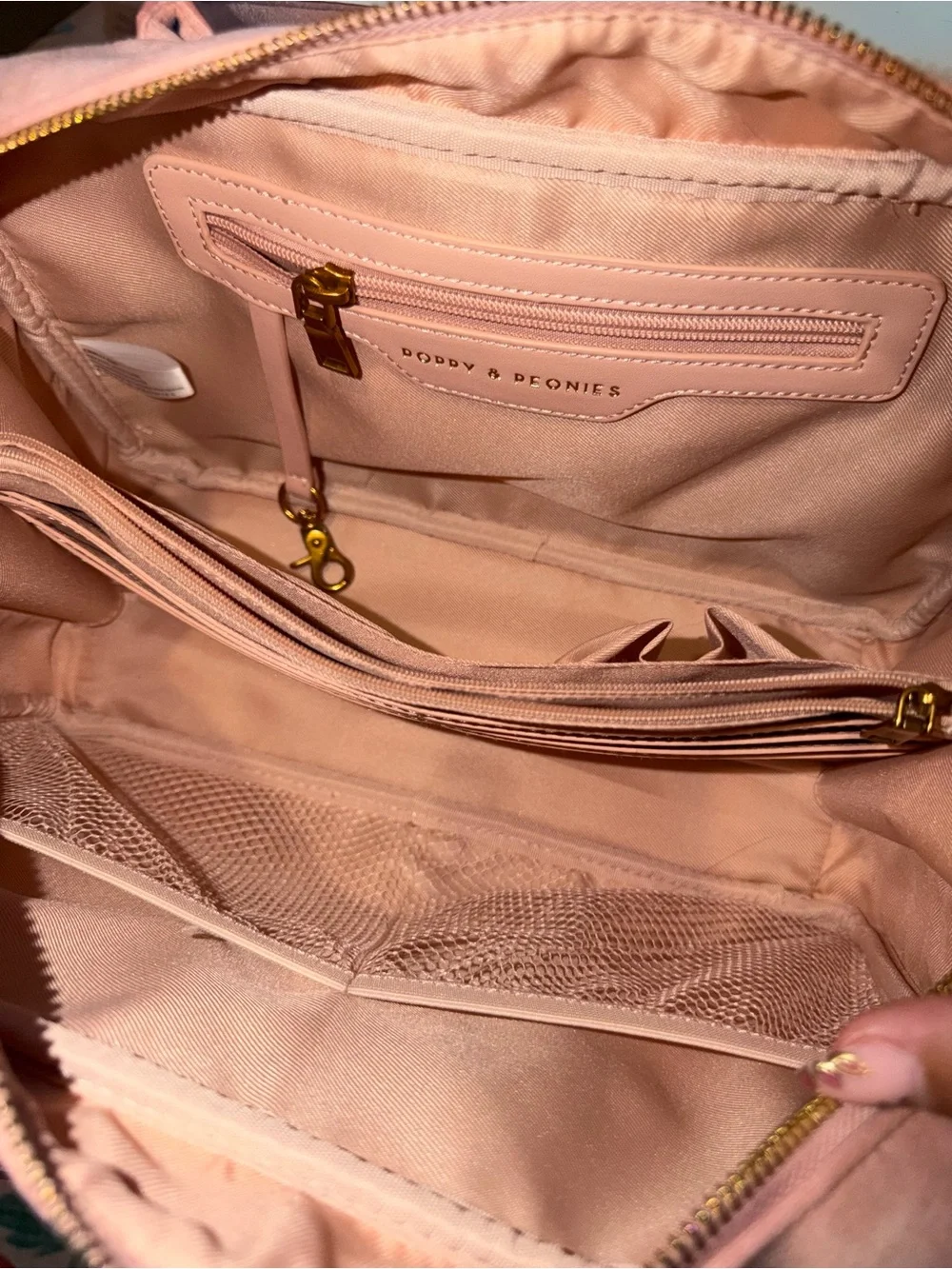 Poppy & Peonies Dusty Pink Suede Satchel